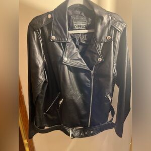 Size XXL 100% polyurethane black biker jacket